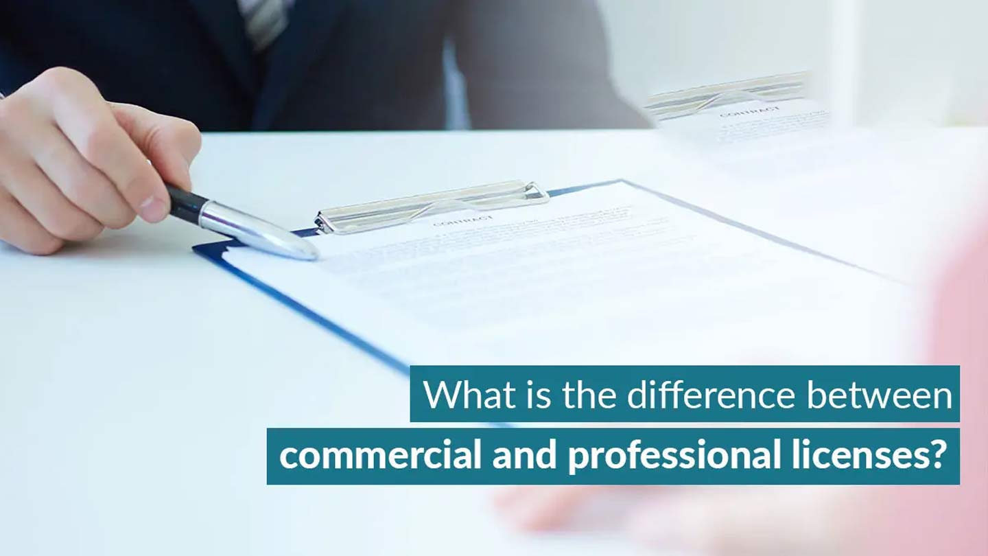 difference between commercial and professional licenses